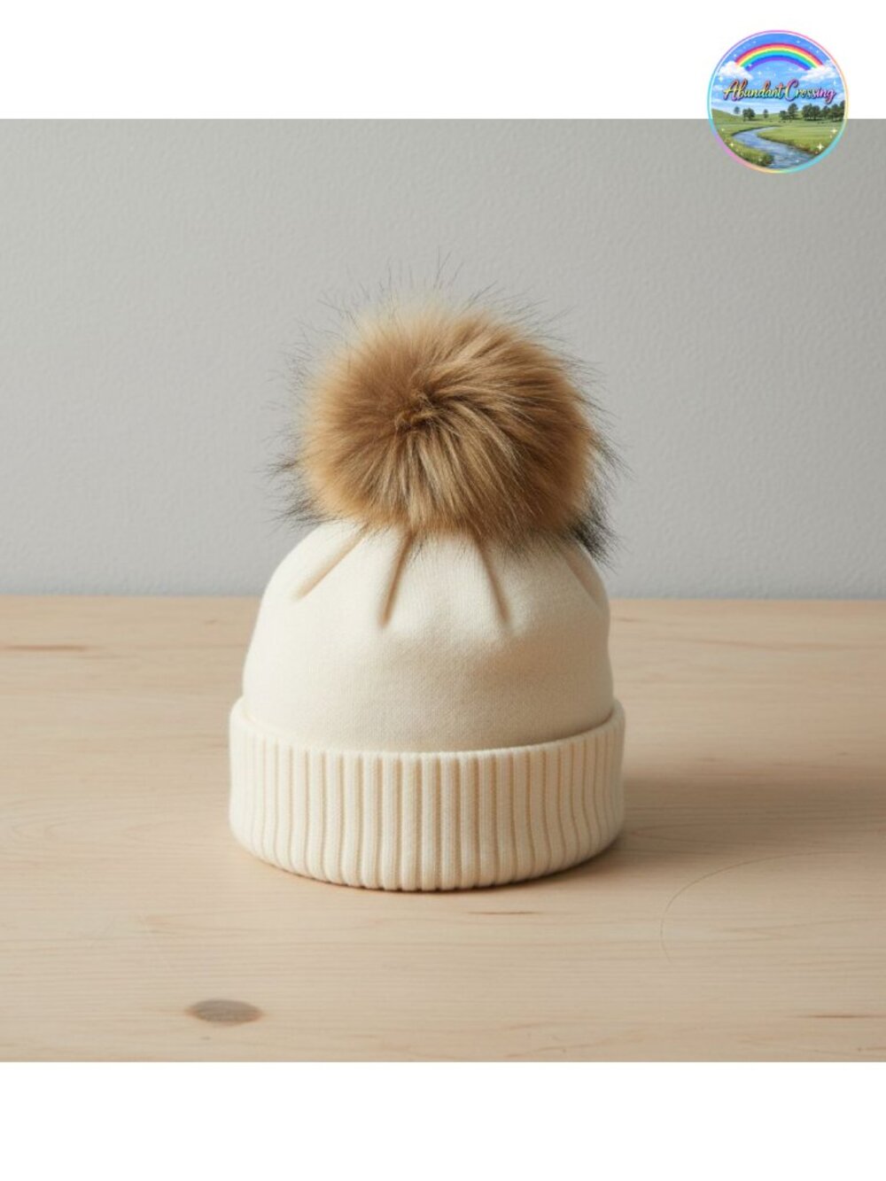 Women's Winter Double Layer Slouchy Beanie with Genuine Raccoon Fur Pom Pom